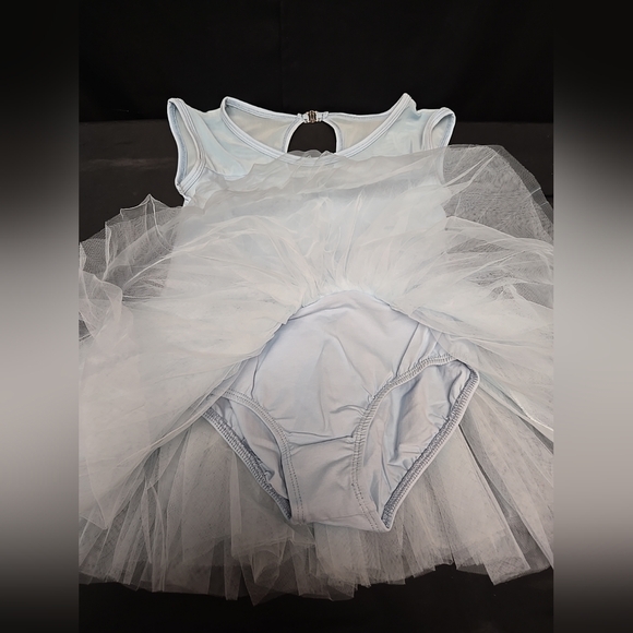 Size Large Fits Girls 10-12 Light Blue Leotard With Tutu Keyhole In Back - Picture 4 of 5